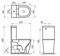 Безободковый унитаз моноблок BelBagno Etna BB2157CPR P-trap схема 4