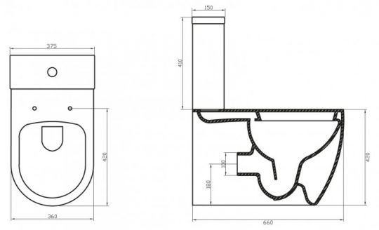 Безободковый унитаз BelBagno Marino (Марино) BB105CPR схема 2