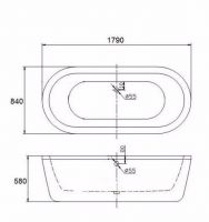 Акриловая ванна Belbagno BB12 овальная 179x84 схема 2
