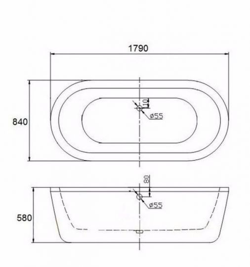Акриловая ванна Belbagno BB12 овальная 179x84 схема 2