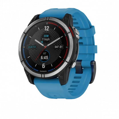 Умные часы Garmin QUATIX 7 с синим силиконовым ремешком фото