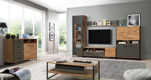 Полка навесная 46.08 Доната, Дуб вотан/Диамант серый