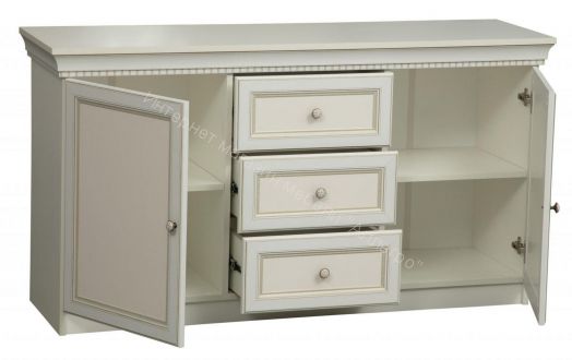 Тумба 40.07 Эльмира, Белый/Белая кожа патина