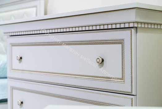 Шкаф комбинированный 40.01 Эльмира, Белый/Белая кожа патина