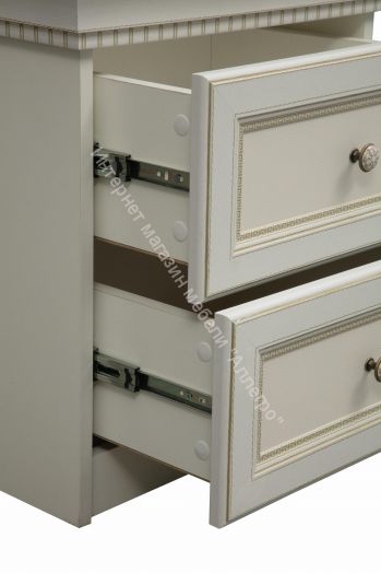 Тумба прикроватная 40.08 Эльмира, Белый/Белая кожа патина