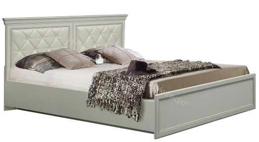 Кровать 40.12 - 03 (1600) Эльмира с подъемным мех., Белый/Белая кожа патина