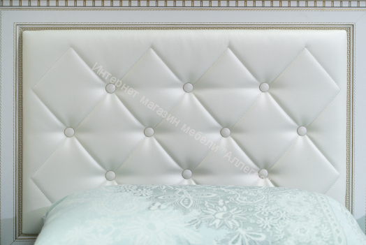 Кровать 40.12 - 03 (1600) Эльмира с подъемным мех., Белый/Белая кожа патина