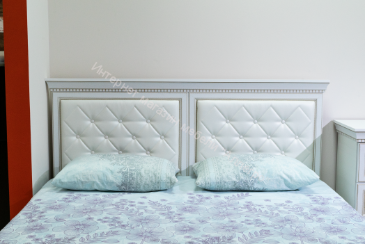 Кровать 40.12 - 03 (1600) Эльмира с подъемным мех., Белый/Белая кожа патина