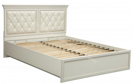 Кровать 40.13 - 03 (1600) Эльмира с ортопедическим осн., Белый/Белая кожа патина