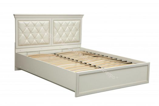 Кровать 40.13 - 03 (1600) Эльмира с ортопедическим осн., Белый/Белая кожа патина