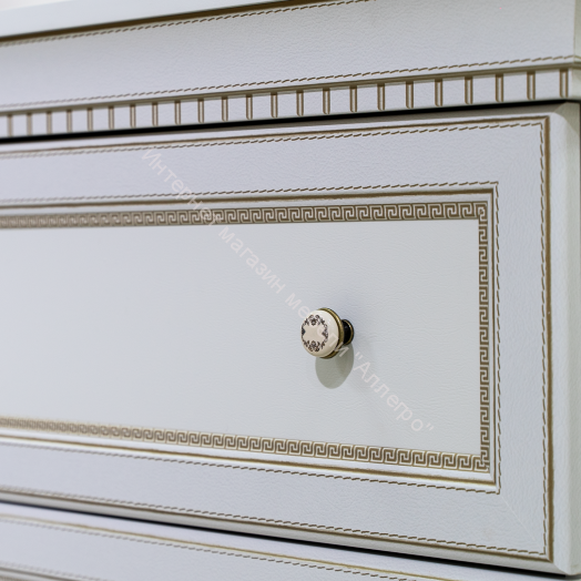 Гостиная Эльмира, Белый/Белая кожа патина