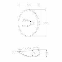 Накладная раковина прозрачная ABBER Kristall AT2812Opal коричневая 53,5х42,5 схема 2