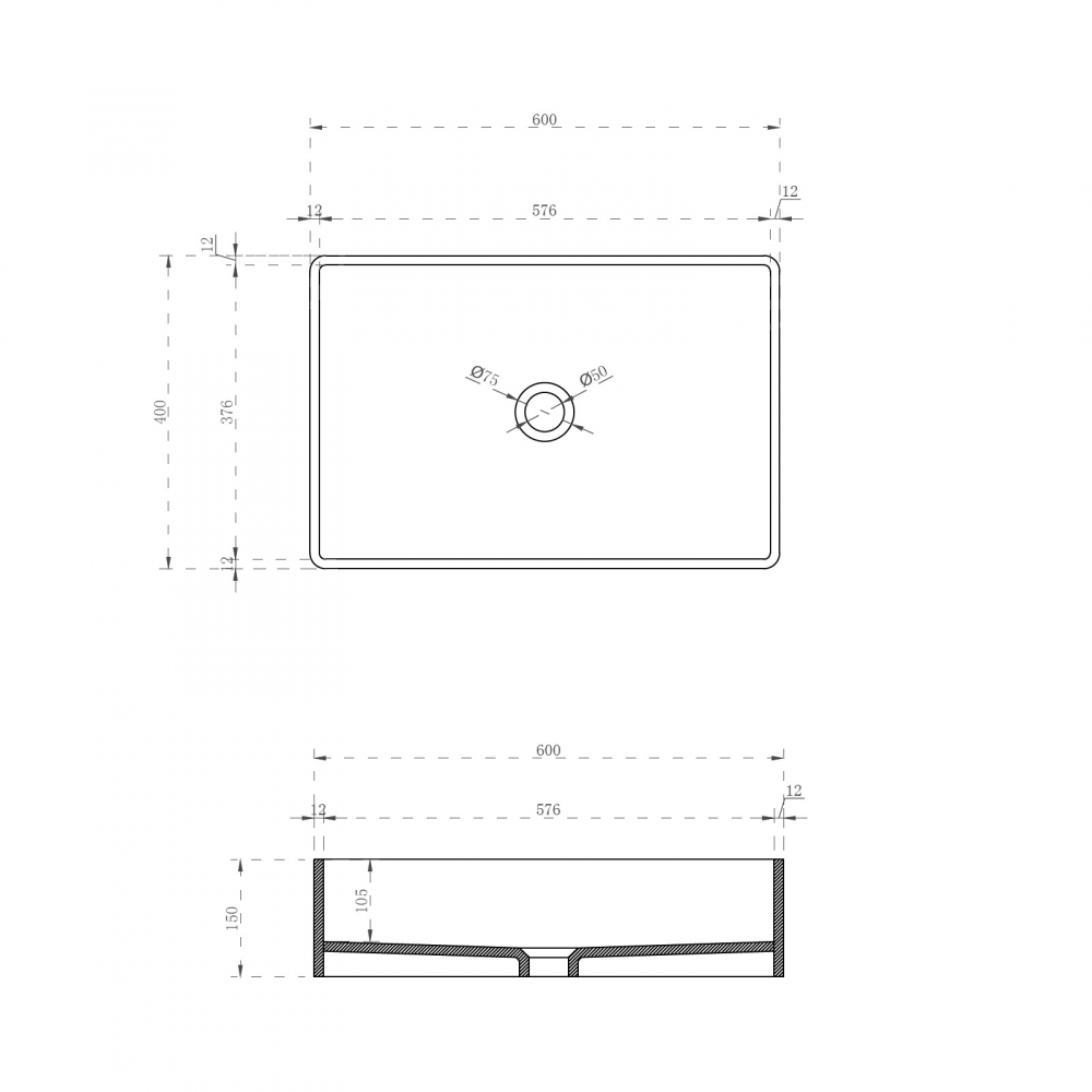 Накладная прозрачная раковина ABBER Kristall AT2803Opal 60х40 схема 2