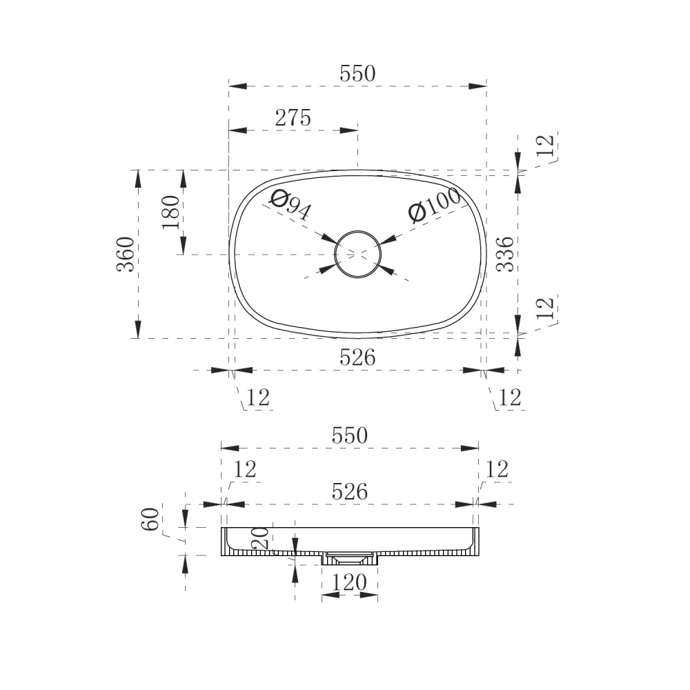 Накладная раковина ABBER Stein AS2601 матовая 55х36 схема 2