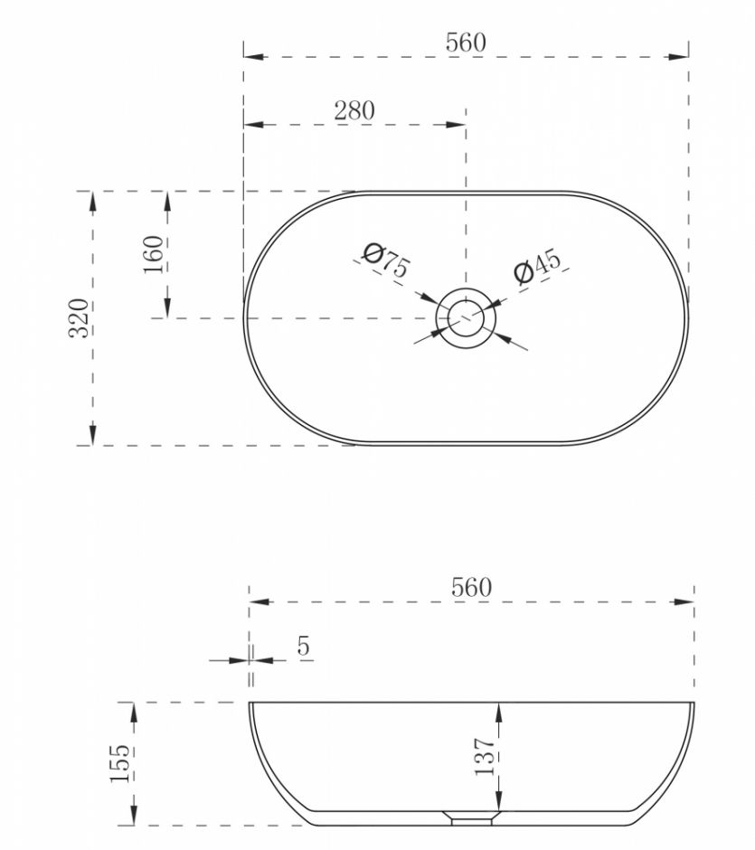 Накладная раковина ABBER Stein AS2611 матовая 56х32 ФОТО