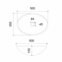 Стеклянная накладная раковина ABBER Glas AK2303 прозрачная 50х35,5 схема 2