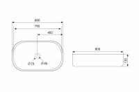 Белая раковина накладная ABBER Bequem AC2110 80х40 схема 2