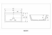 Накладная раковина ABBER Rechteck AC2201MB черная матовая 61х42 схема 2