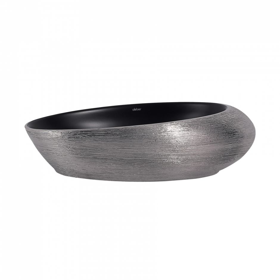 Изображение Накладная раковина ABBER Bequem AC2107BS черная матовая с серебром 49х31