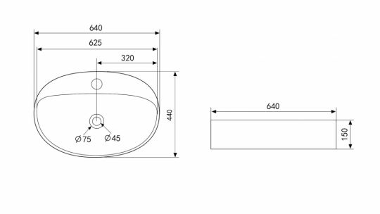 Накладная раковина белая ABBER Bequem AC2112MW матовая 64х44 ФОТО