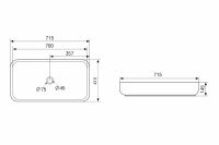 Накладная раковина белая ABBER Rechteck AC2210 71,5х41 схема 2