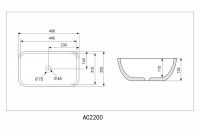 Накладная раковина ABBER Rechteck AC2200GS серебро 46х32,5 схема 2