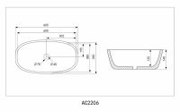 Раковина накладная ABBER Rechteck AC2206 60,5х39 белая схема 2