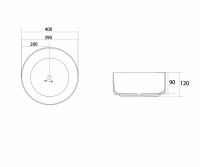 Накладная раковина ABBER Bequem AC2109 40х40 белая схема 2