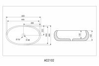 Накладная раковина ABBER Bequem AC2102 60х40,5 белая схема 2