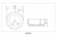 Раковина накладная ABBER Bequem AC2100 46х46 белая схема 2