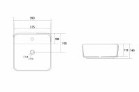 Раковина накладная ABBER Rechteck AC2215 39х39 белая схема 2