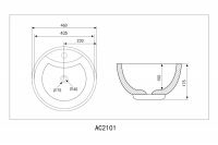 Накладная раковина ABBER Bequem AC2101 46х46 белая схема 2