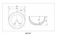 Белая раковина накладная ABBER Bequem AC2105 36х36 схема 2