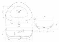 Ванна из искусственного камня ABBER Stein AS9608 белая матовая 180х130 схема 2