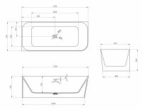 Отдельностоящая ванна из искусственного камня ABBER Stein AS9621-1.7 L белая матовая 170х75 схема 2
