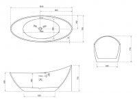 Красная акриловая ванна ABBER AB9233R 184х79 схема 2