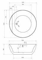 Акриловая ванна ABBER AB9280 150х150 схема 2