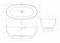 Ванна из искусственного камня ABBER Stein AS9624-1.5 белая матовая 150х72 схема 2