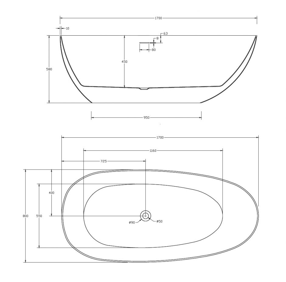 Ванна акриловая ABBER AB9211MB 170х80 ФОТО