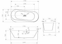 Акриловая ванна ABBER AB9494-1.7 170х78 схема 2