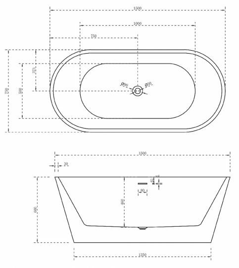 Ванна акриловая ABBER AB9320-1.5 150х75 схема 2