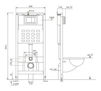 Комплект подвесной унитаз ABBER Bequem AC1100MB черный матовый с инсталляцией AC0105 и кнопкой AC0120MB черная матовая схема 8