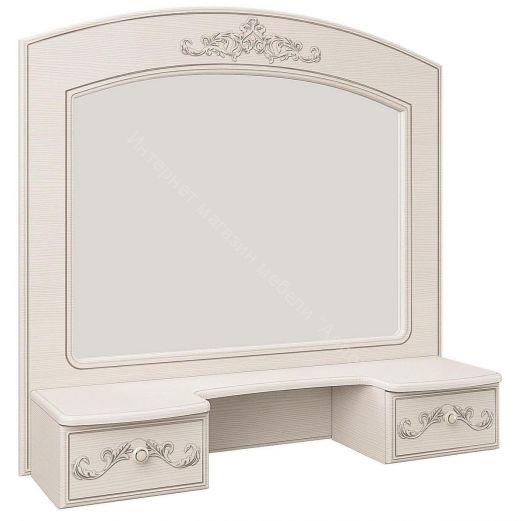 Полка с зеркалом Каролина (Патина), Вудлайн кремовый/Сандал белый