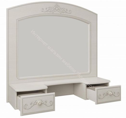 Полка с зеркалом Каролина (Патина), Вудлайн кремовый/Сандал белый