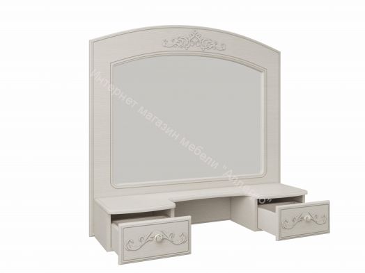 Полка с зеркалом Каролина (Патина), Вудлайн кремовый/Сандал белый