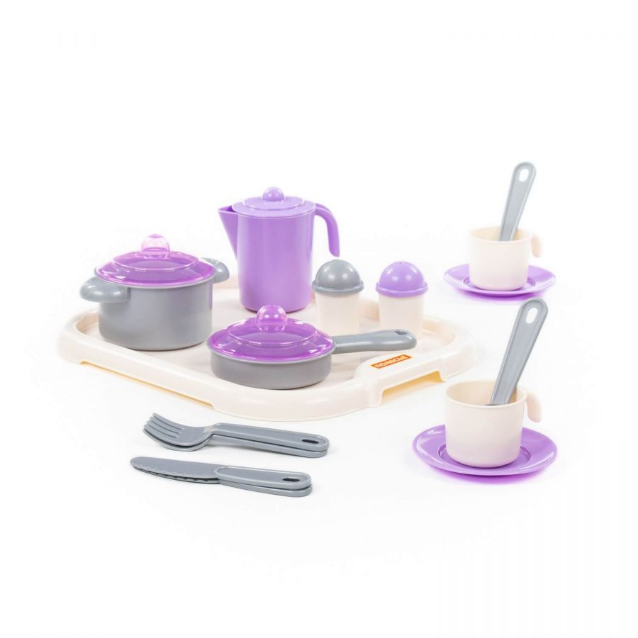 Набор детской посуды "Настенька" с подносом на 2 персоны