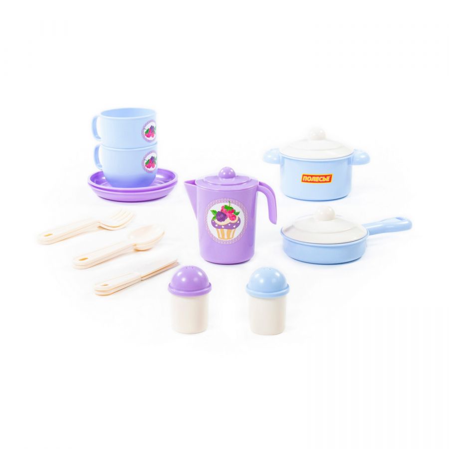 Набор детской посуды "Хозяюшка" на 2 персоны (V1) (18 элементов) (в сеточке)