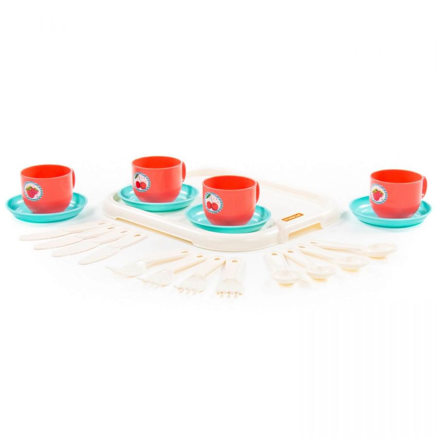 Набор детской посуды "Минутка" с подносом на 4 персоны (V3) (21 элемент) (в сеточке)