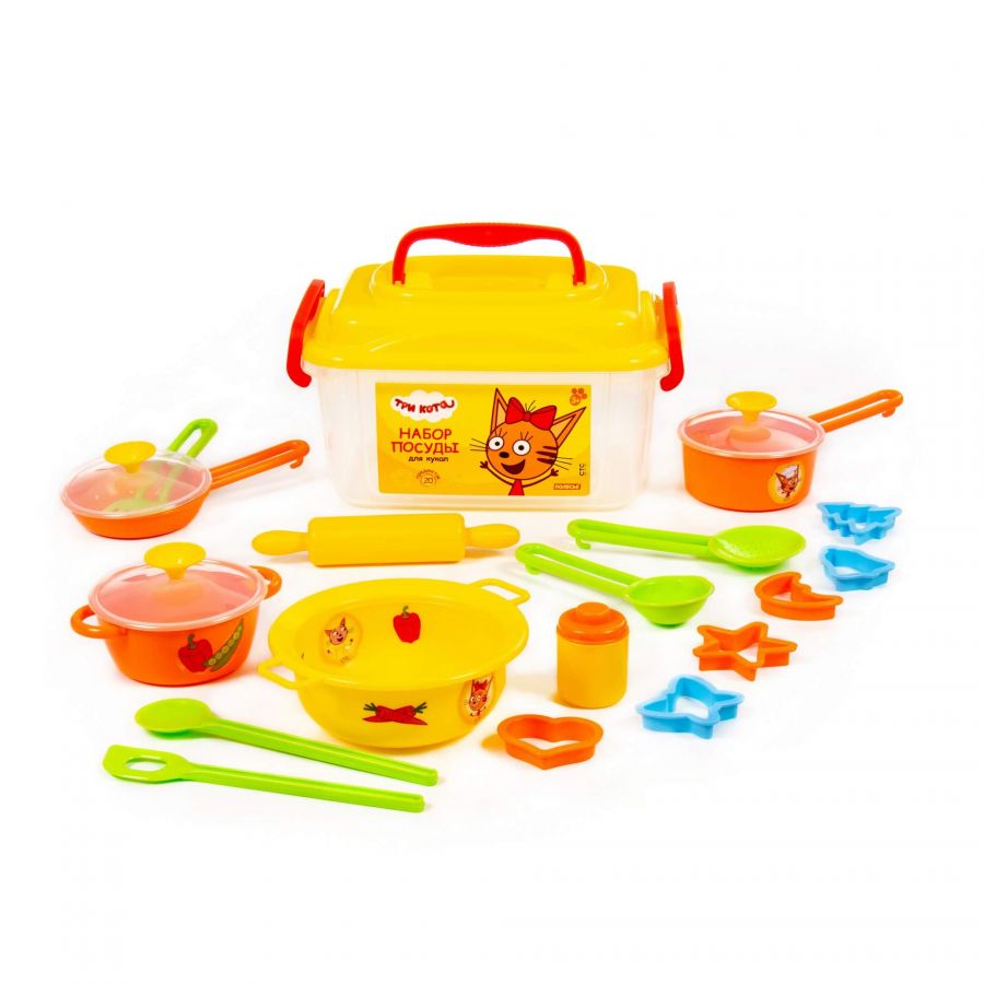 Набор посуды для кукол "ТРИ КОТА" (20 элементов, в контейнере)