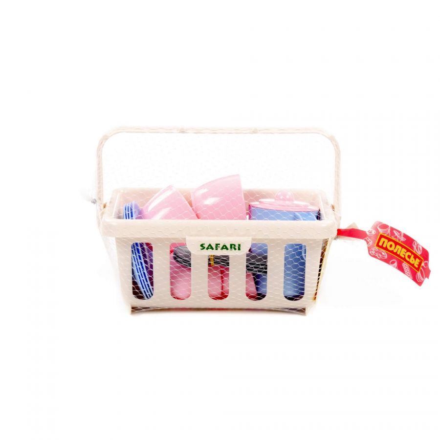 Набор детской посуды сафари с корзинкой №2 на 4 персоны (14 элементов) (в сеточке)